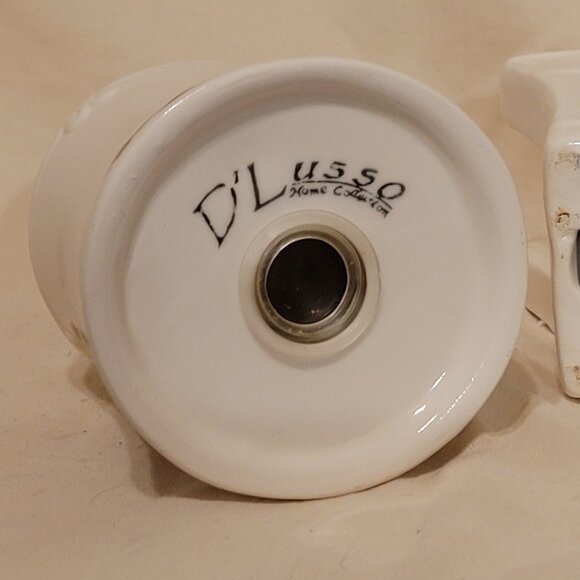 Ceramic Embossed Ivory & Brown AccentD’Lusso Salt & Pepper Shaker, Napkin Holder - Picture 5 of 10